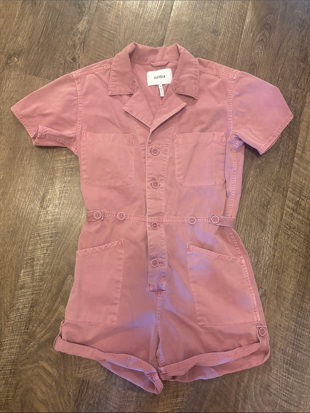 pistola Mauve Short-Sleeve Button Romper